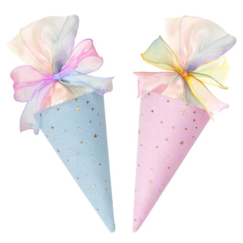 Ltsbaed 2 Stück Geschwister Schultüte, Geschenktüte Schule Schultüte, Zuckertüte zur Einschulung, Geschenkverpackung Schultüte für Junge und Mädchen(Blau/Rosa) von Ltsbaed