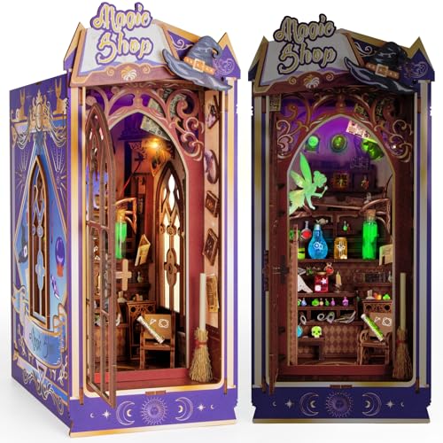 Ltteaoy DIY Miniatur Haus Book Nook mit LED Licht und fluoreszierendem Effekt Magisches Bücherregal 3D Holzpuzzle Geschenk für Erwachsene Bastler Book Lovers zu Weihnachten Geburtstag Halloween von Ltteaoy