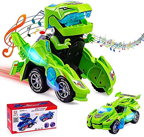 Ltteaoy Dinosaurier Transformable Auto Transformers Spielzeug mit LED Licht, Musik und 360 ° Universalrad, Kinder Lernspielzeug für 4-8 Jahre Jungen Mädchen, Geburtstag Weihnachten Geschenke (Grün) von Ltteaoy