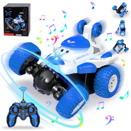 Ltteaoy Ferngesteuertes Auto ab 3 4 5 6 7 8 Jahre,360°drehbares Stunt Auto mit Lichtern/Musik/Ladekabel,Outdoor Car Spielzeug für Kinder,Geschenk Mädchen Junge 3-10 Jahre(Blau) von Ltteaoy