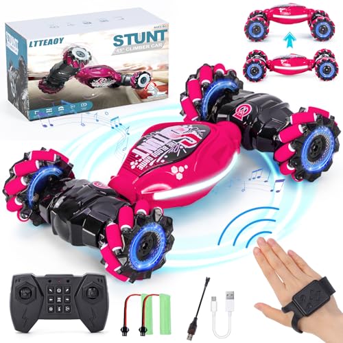 Ltteaoy Gestik Operation RC Auto für Kinder, 4WD 2.4GHz ferngesteuertes Auto von 6/7/8/9/10/11/12 Jahren, doppelseitige drehende Off-Road RC Auto 360° Flips mit Licht und Musik, Geschenke für Kinder von Ltteaoy