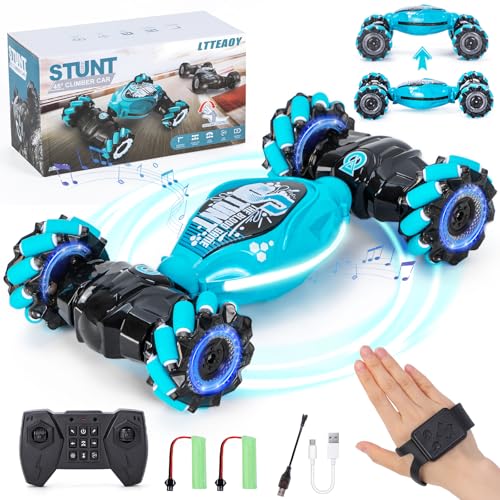 Ltteaoy Gestenoperation RC Auto Für Kinder,4WD 2.4GHz Ferngesteuertes ab 6/7/8/9/10/11/12 Jahre,Doppelseitige Rotierende Off-Road Twist Car 360° Flips mit Licht und Musik,Geschenke Für Kinder von Ltteaoy