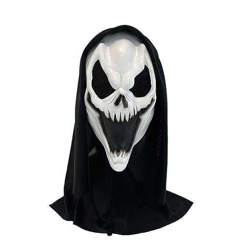 LuGez Horror Scream Face Skull Cosplay Gruseliges Böses Halloween Carvinal Dress Up Party Kostüm Requisiten für Erwachsene Horrorfilm M/595 von LuGez