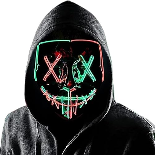 Halloween Maske Led Maske Halloween 3 Beleuchtungsmodi, Glühende Horror Maske, Halloween Scary Mask für Kinder Cosplay Maskerade Party Karneval, Geschenk für Herren Damen Halloween Maske Led Maske Halloween 3 Beleuchtungsmodi, Glühende Horror Maske, Halloween Scary Mask für Kinder Cosplay Maskerade Party Karneval, Geschenk für Herren Damen von LuJasi