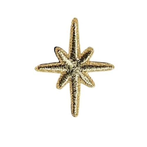 Bestickte Applikation, DIY-Bastelarbeiten 10 Stück Sternstickerei Patches für Kleidung Gold Silber Stern Glänzend Aufkleber Auf Kleiderapplikation Streifen Stickpatch (Gold Yellow 10pcs) von LuMOUzhou