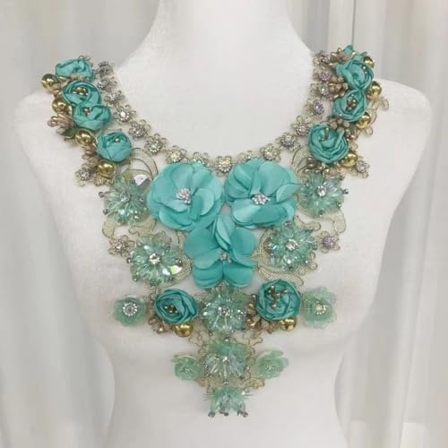 Bestickte Applikation, DIY Basteln3D Stickerei Spitzenapplikation Motiv Blatt-Patches Applikation Nähen auf Hochzeit Brautkleid Abendkleid Rock Kostüm DIY Basteln(Grün) von LuMOUzhou
