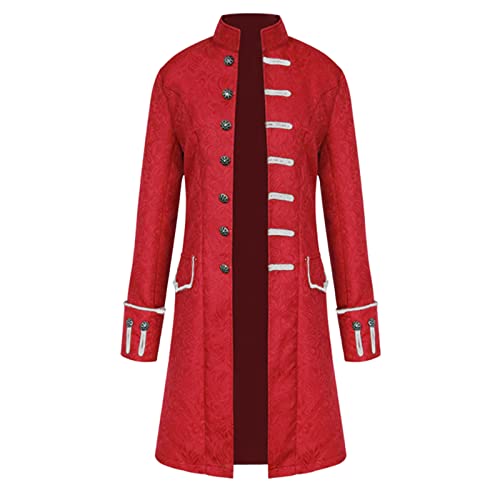 Luadnysin Frack Herren Mittelalter Viktorianische Steampunk Kostüm Gehrock Herren, Gothic Lange Smoking Mantel Renaissance Piraten Vampir Party Cosplay Kostüme Karneval Uniform Herrenobterteil von Luadnysin