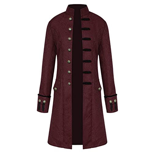 Luadnysin Frack Herren Mittelalter Viktorianische Steampunk Kostüm Gehrock Herren, Gothic Lange Smoking Mantel Renaissance Piraten Vampir Party Cosplay Kostüme Karneval Uniform Herrenobterteil von Luadnysin