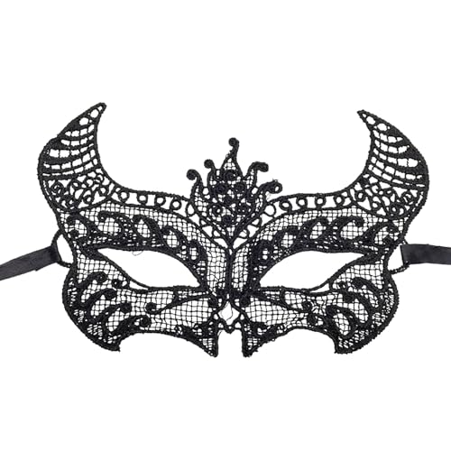 Luadnysin Maske Fasching Venezianische Maskenball Damen Schwarz Ballmaske Ball Für Venezianische-Masken Masken Kostüm Gesicht Verkleidung Weiß Masquerade Weiße White Mask von Luadnysin