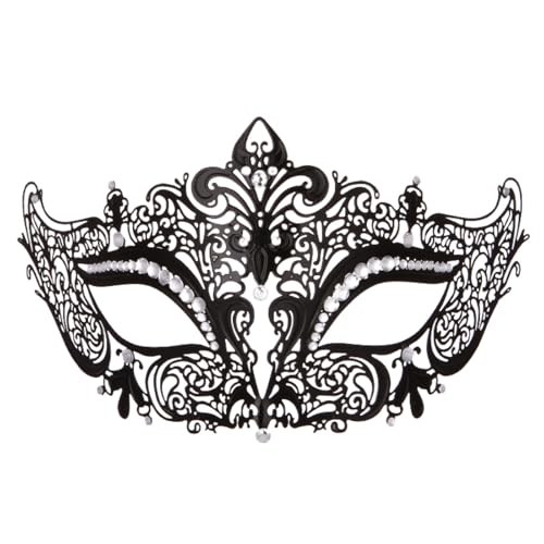 Luadnysin Masken Kostüm Venezianische Hexenmaske Fasching Maske Ball Weiß Faschingsmasken Gesicht Verkleidung Karneval Masquerade Venezianische-Masken Venetian Mask Maskenball Frau Therian Schwarz von Luadnysin