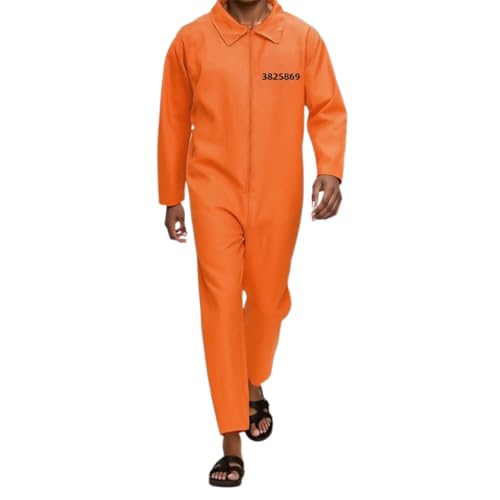 Luadnysin sträfling kostüm,sträfling kostüm herren,häftling herren,polizei,polizei damen,gefängnis orange,xxl,erwachsene von Luadnysin