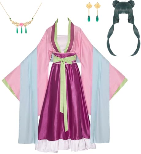 Luascxu Apothecary Diaries Maomao Cosplay Rosa Kleid Erwachsene Maomao Kleid Perücke Anzug für Halloween Kostüm (Rosa 1, X-Small) von Luascxu