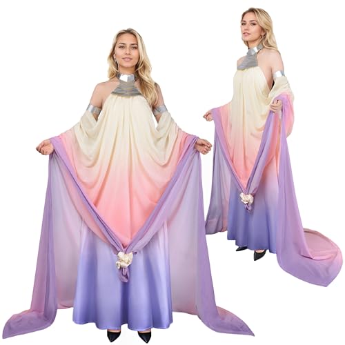 Luascxu Damen Padmé Amidala Cosplay Lake Kleid Rosa Queen Amidala Jedi Kleid Schal Halloween Kostüm (Rosa, X-Small) von Luascxu