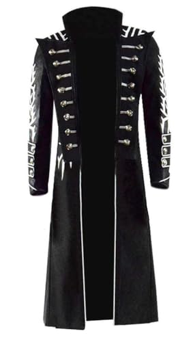 Luascxu Dante Vergil Cosplay Jacke Robe Hosen Devil Cry Weste Handschuhe Halloween Kostüm Anzug für Männe (Schwarzes, X-Small) von Luascxu