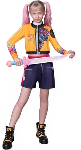 Luascxu Demon Hunters Cosplay Rumi Zoey Mira Kostüm Jacke Pant Gürtel Mädchen Idol Demon Hunters Outfits für Halloween Kostüm (Stil 1, XX-Small) von Luascxu