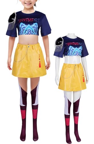 Luascxu Demon Hunters Rumi Cosplay Jacke Shirt Shorts Hosen Gürtel Mädchen Idol Zoey Mira Kostüm Pop Uniform für Halloween Party (Stil 2, X-Small) von Luascxu
