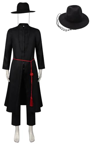 Luascxu Männer Demon Hunters Sajaboys Cosplay Kleid Hose Gürtel mit Hut Schwarz Saja Jinu Halloween Kostüm Schurken Huntrix Uniform (Schwarz 1, X-Small) von Luascxu