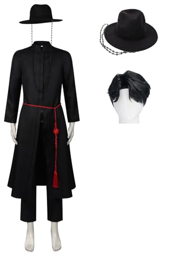 Luascxu Männer Demon Hunters Sajaboys Cosplay Kleid Hose Gürtel mit Hut Schwarz Saja Jinu Halloween Kostüm Schurken Huntrix Uniform (Schwarz 2, X-Small) von Luascxu