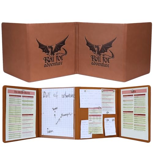 DND DM Screen 5e Dungeon Master Screen Deluxe Leather 4-Panel Customizable Magnetic Panel Game Master Screen with Magnetic Stickers, for Dungeons and Dragon, Pathfinder DND DM Screen 5e Dungeon Master Screen Deluxe Leather 4-Panel Customizable Magnetic Panel Game Master Screen with Magnetic Stickers, for Dungeons and Dragon, Pathfinder von Luazuri