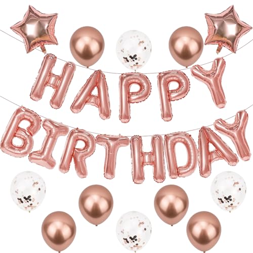 Happy Birthday Ballon-Banner, Roségold, 40,6 cm, Mylar-Buchstaben, Herz-Folienballons für Frauen und Mädchen, selbstaufblasende Folienballons, Altrosa, Nude, Beige, Metallic, Elfenbein, Ballon für Happy Birthday Ballon-Banner, Roségold, 40,6 cm, Mylar-Buchstaben, Herz-Folienballons für Frauen und Mädchen, selbstaufblasende Folienballons, Altrosa, Nude, Beige, Metallic, Elfenbein, Ballon für von Lubgitsr