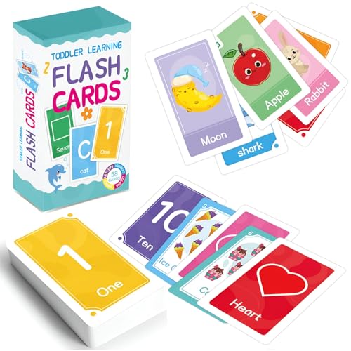 Lernkarten für Kleinkinder im Alter von 1 bis 2 Jahren, ABC-Lernressourcen für 3 bis 4 Jahre, mit Buchstaben, Farben, Formen, Zahlen, Tieren, Früchten, Kleinkind-Lernkarten, doppelseitig, 58 Stück Lernkarten für Kleinkinder im Alter von 1 bis 2 Jahren, ABC-Lernressourcen für 3 bis 4 Jahre, mit Buchstaben, Farben, Formen, Zahlen, Tieren, Früchten, Kleinkind-Lernkarten, doppelseitig, 58 Stück von Lubgitsr