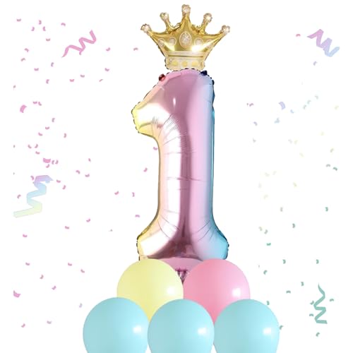 Regenbogen Zahl 1 Luftballon 81.3 cm, Folienballon Rosa Riesen Zahl Eins Ballon Turm Ständer mit Krone Groß Ballons Stapel für Jungen Mädchen Erster 1. Geburtstag Babyparty Party Dekoration Regenbogen Zahl 1 Luftballon 81.3 cm, Folienballon Rosa Riesen Zahl Eins Ballon Turm Ständer mit Krone Groß Ballons Stapel für Jungen Mädchen Erster 1. Geburtstag Babyparty Party Dekoration von Lubgitsr