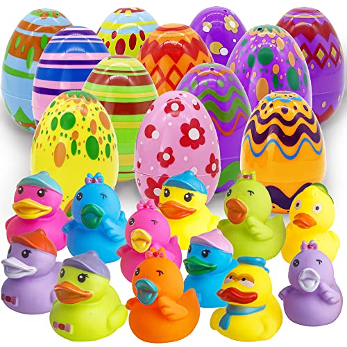 Lubibi 12 Stück Gefüllte Ostereier mit Gummiente,Badeente,Bunte Ostereier mit verschiedenen gelben Enten zum Spaß,Ostern Eier für Ostern Partyzubehör,Osterkorb Füllstoffe,Kinderspielzeug Lubibi 12 Stück Gefüllte Ostereier mit Gummiente,Badeente,Bunte Ostereier mit verschiedenen gelben Enten zum Spaß,Ostern Eier für Ostern Partyzubehör,Osterkorb Füllstoffe,Kinderspielzeug von Lubibi