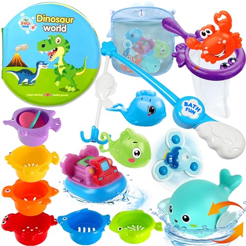 Lubibi Baby Badespielzeug, 16 Stück Pädagogisches Kinder mit Fischernetz、Tragbare Aufbewahrungstasche, Badewanne Badespielzeug, Saugnapf-Typ, Drucksprüh-Wasserspielzeug für Kleinkinder ab 1 Jahr Lubibi Baby Badespielzeug, 16 Stück Pädagogisches Kinder mit Fischernetz、Tragbare Aufbewahrungstasche, Badewanne Badespielzeug, Saugnapf-Typ, Drucksprüh-Wasserspielzeug für Kleinkinder ab 1 Jahr von Lubibi