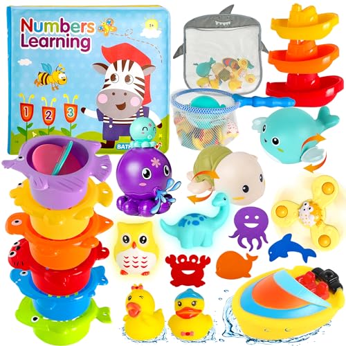 Lubibi Badewannenspielzeug Set, Babybadespielzeug, Badewannenspielzeug, Wasserspielzeug Duschen und Schwimmen, Wassersprühende Krake Aufbewahrungs-Netztasche, Mehr als 6 monate Babyspielzeug Geschenke Lubibi Badewannenspielzeug Set, Babybadespielzeug, Badewannenspielzeug, Wasserspielzeug Duschen und Schwimmen, Wassersprühende Krake Aufbewahrungs-Netztasche, Mehr als 6 monate Babyspielzeug Geschenke von Lubibi