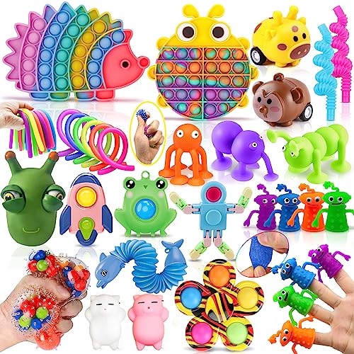 Lubibi Fidget Sensory Toy Set 31PCS Fidget Sensorik Toys Pack für Autismus ADHS lindert Stress und Angst Zappelspielzeug für Geburtstagsfeier Weihnachten Geschenk für Kinder Erwachsene mit Geschenkbox von Lubibi