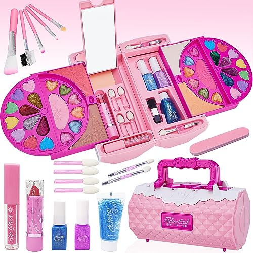 Lubibi Kinderschminke Set Mädchen mit Schminkkoffer, Waschbares Safe Make up Spielzeug,Schminkset Spielzeug,Geburtstag Weihnachten Party Geschenke für Kinder 3456789 10 Jahre von Lubibi