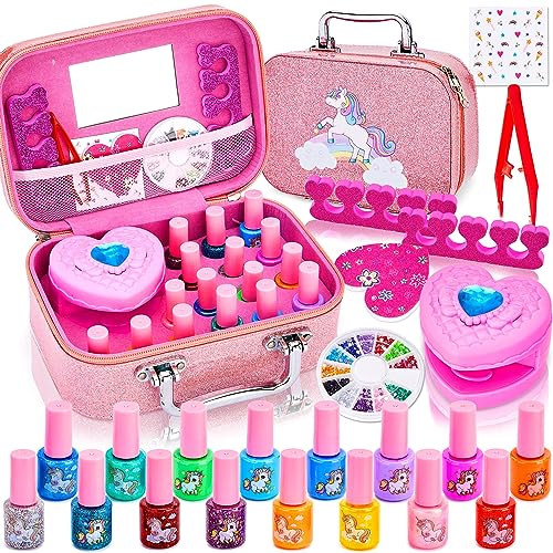 Lubibi Nagellack Set für Kinder,Ungiftiger, Einfach Abziehen und Schnell Trockener Nagellack auf Wasserbasis, Nageldesign Mädchen Geschenk Set,Nagelstudio Spiele,Geburtstagsgeschenk Mädchen 3+ von Lubibi