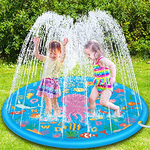 Lubibi Splash Pad,170cm Sprinkler Wasser-Spielmatte Splash Play Matte,Spritzschutz,Baby-Pool zum Lernen,Outdoor Sommer Garten Aufblasbares Wasserspielzeug für Baby,Kinder,Hund und Haustiere von Lubibi