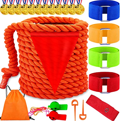 Lubibi Tauziehen Seilspiel,Sports Day Kit Tug of War Rope,Tauziehseil mit Medaillen und Trillerpfeife,Outdoor Spiele Gartenspiele für Kinder Erwachsene Kindergeburtstag Spiele von Lubibi