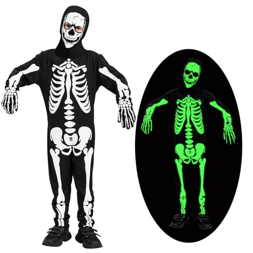 Lubolee Halloween Kostüm Kinder, Leuchtend Halloween Skelett Kostüme Kinder (11-12 Jahre) von Lubolee