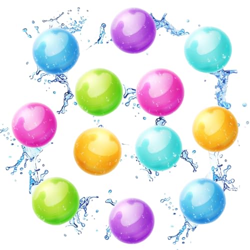 Lubolee Wasserbomben Wiederverwendbar mit Netzbeutel, Outdoor Spielzeug Wasserbomben Wasserspielzeug Kinder (12 Stück) von Lubolee