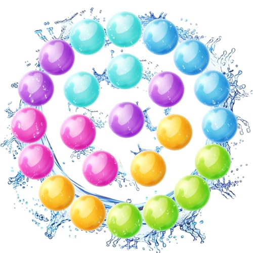 Lubolee Wasserbomben Wiederverwendbar mit Netzbeutel, Outdoor Spielzeug Wasserbomben Wasserspielzeug Kinder (24 Stück) von Lubolee