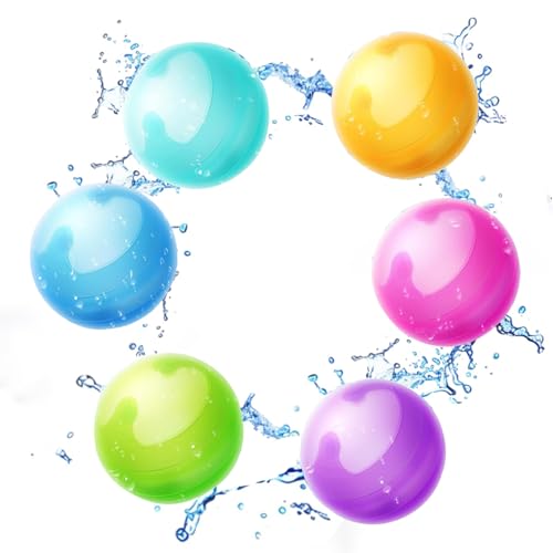 Lubolee Wasserbomben Wiederverwendbar mit Netzbeutel, Outdoor Spielzeug Wasserbomben Wasserspielzeug Kinder (6 Stück) von Lubolee