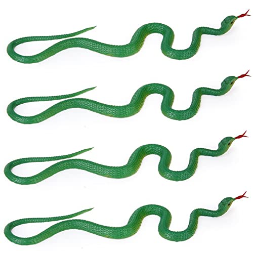 Lubrol 4 x Simulation Schlange Spielzeug aus weichem Kunststoff Simulation Schlange Spielzeug mit Gummispitze - Grün von Lubrol