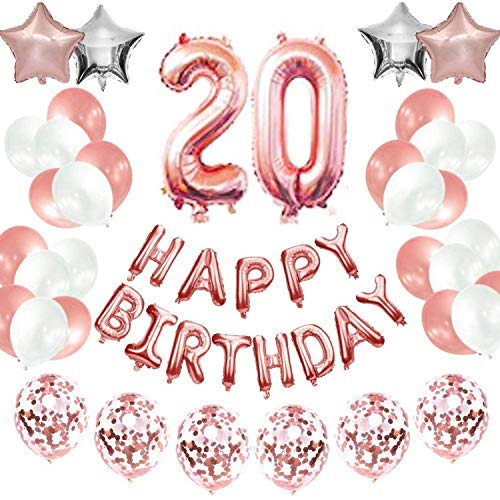 Lucaser Party-Set zum 20. Geburtstag – Banner mit Luftballon zum Geburtstag, Mylarfolie, Zahlen-Ballon, 20 Zoll oder von Lucaser