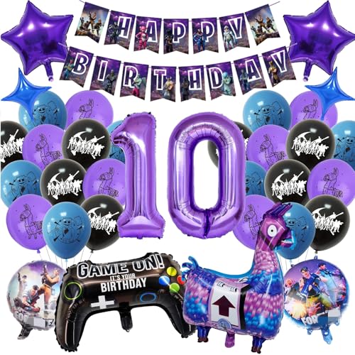 Luftballon Geburtstagsdeko Jungen 10 Jahre- Videospiel Party Dekoration 10th Videospiel Ballon Girlande mit Gamer Ballon Cake Toppers Birthday Banner Folienballon für Kindergeburtstag Party Supplies von Luchild