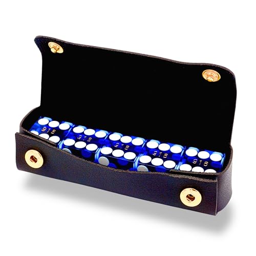 Luck Lab Casino-Würfel, Klasse AAA, 19 mm, mit Rasierkanten und passenden Seriennummern, 5 Stück und Leder-Würfeletui, Blau Luck Lab Casino-Würfel, Klasse AAA, 19 mm, mit Rasierkanten und passenden Seriennummern, 5 Stück und Leder-Würfeletui, Blau von Luck Lab