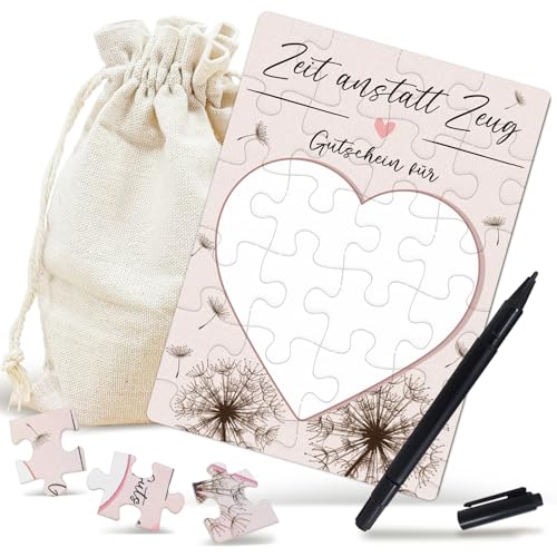 24-teilig Gutschein Puzzle Wunschgutschein, Zeit Schenken, Gutscheine zum Selber Ausfüllen mit Baumwoll-Säckchen und Schwarzer Stift, Wunscherfüller Gutscheinkarte Geburtstag Reisen Hochzeit Geschenke 24-teilig Gutschein Puzzle Wunschgutschein, Zeit Schenken, Gutscheine zum Selber Ausfüllen mit Baumwoll-Säckchen und Schwarzer Stift, Wunscherfüller Gutscheinkarte Geburtstag Reisen Hochzeit Geschenke von Luckeey