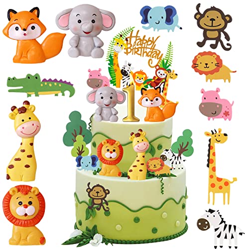16 Stück Tortendeko 1. Geburtstag, Safari Zoo Dschungel Tortendeko, Wald Tiere Happy Birthday Kuchendeko, Waldtiere Figuren Cake Topper 1. Geburtstag, Torten Deko für 1 Jahr Junge Mädchen 16 Stück Tortendeko 1. Geburtstag, Safari Zoo Dschungel Tortendeko, Wald Tiere Happy Birthday Kuchendeko, Waldtiere Figuren Cake Topper 1. Geburtstag, Torten Deko für 1 Jahr Junge Mädchen von Luckeey