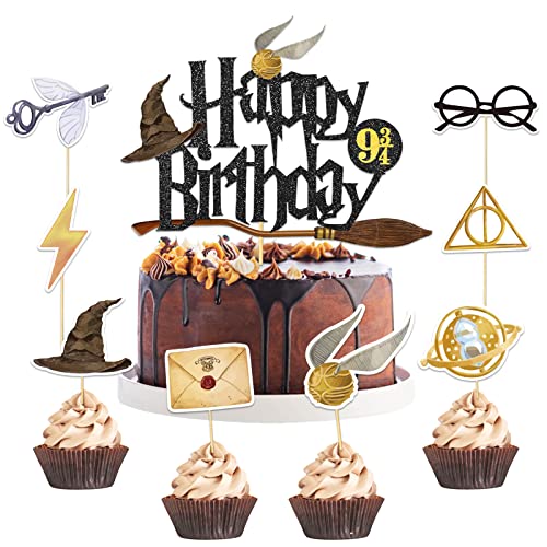 33 Stück Magical Tortendeko, Glitter Wizard Happy Birthday Cake Topper, Magier Geburtstag kuchen deko, Magic Theme Inspiriert Tortenaufleger für Junge Mädchen Party Dekoration 33 Stück Magical Tortendeko, Glitter Wizard Happy Birthday Cake Topper, Magier Geburtstag kuchen deko, Magic Theme Inspiriert Tortenaufleger für Junge Mädchen Party Dekoration von Luckeey