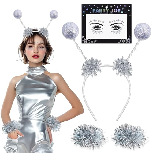 Luckeey Damen Alien Kostüm, Alien Haarreif mit Gesichtsaufkleber und Armbänder, Space Girl Kostüm Damen für Karneval, Halloween, Maskerade Luckeey Damen Alien Kostüm, Alien Haarreif mit Gesichtsaufkleber und Armbänder, Space Girl Kostüm Damen für Karneval, Halloween, Maskerade von Luckeey