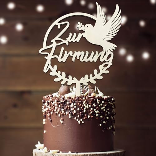 Tortendeko Firmung, Cake Topper Zur Firmung aus Holz Deko Torte, Firmung Deko Junge Mädchen Geschenke Gastgeschenke von Luckeey