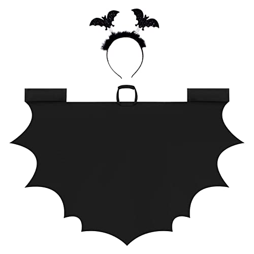 Fledermaus Kostüm Kinder, Vampir Kostüm mit Fledermaus Haarreif und Leuchtend Tattoos 4-Teilig Set, für 3-13 Mädchen Jungen Halloween Karneval Cosplay Party von Luckeey