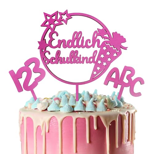 Endlich Schulkind Holz Tortendeko Einschulung, Rosa Schulkind Tortendeko, Cake Topper Schulkind Kuchendeko Schulanfang für Schuleinführung Einschulung Deko Mädchen Endlich Schulkind Holz Tortendeko Einschulung, Rosa Schulkind Tortendeko, Cake Topper Schulkind Kuchendeko Schulanfang für Schuleinführung Einschulung Deko Mädchen von Luckeey