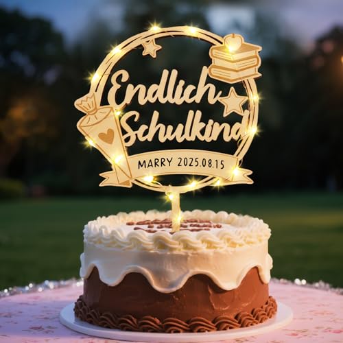 Kuchendeko Einschulung mit LED Kuchendeko Einschulung mit LED von Luckeey